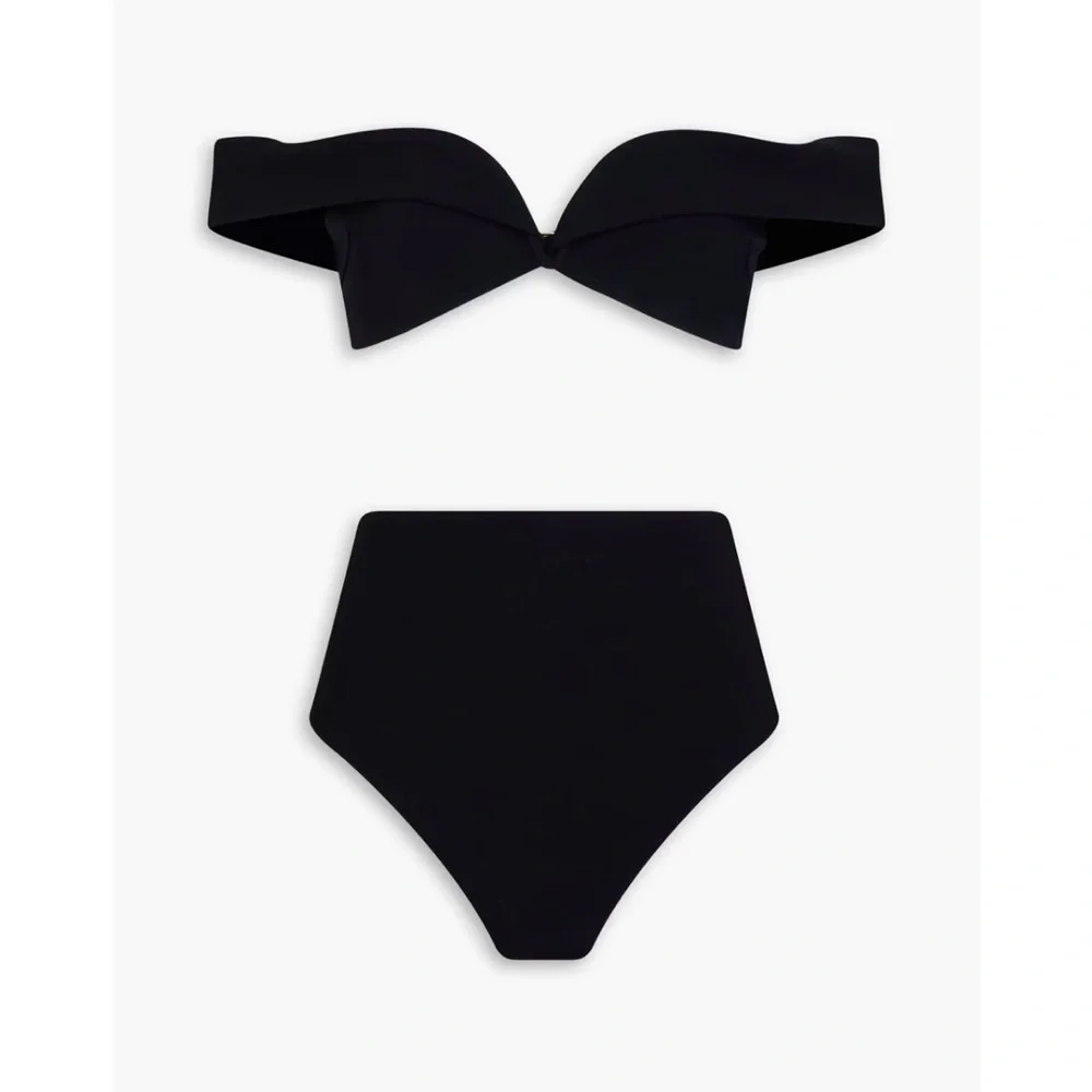 NWT Zimmermann Lexi Off Shoulder Sweetheart Neckline High-Waist Black Bikini Set - Picture 10 of 16